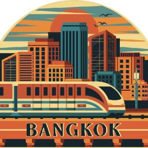 Bangkok Wood Magnet Retro bts