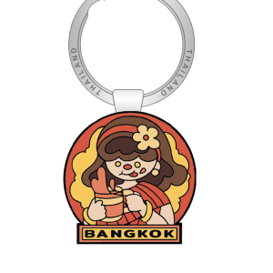 Bangkok Solid Keychain Whimsical  Girl Thai Tea