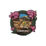 Chiangmai Wood magnet Doi Suthep & Lotus