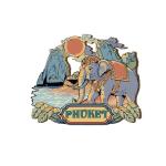 Phuket Wood magnet  Elephant on the beach