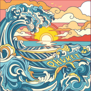 Phuket Pocket Mirror Nouveau Wave and sunset