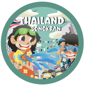 Thailand Pocket Mirror Circle Whimsical Songkran