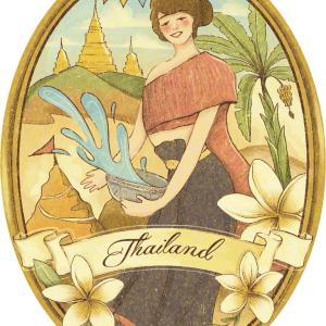 Thailand Pocket Mirror Oval Victoriana Songkran