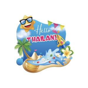 Wood Magnet Song Kran Hello Thailand