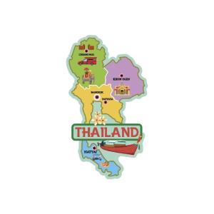 Wood Magnet Thailand Map & Long Boat