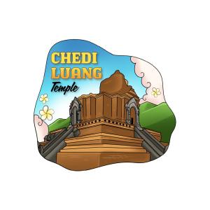 Wood Magnet Wat Jedi Luang