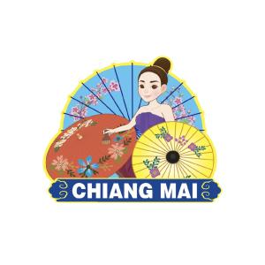 Wood Magnet ChiangMai Umbrella with Lady