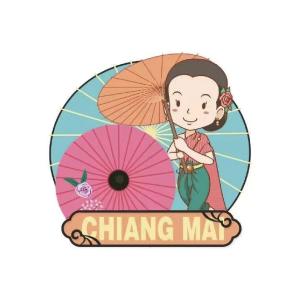 Wood Magnet ChiangMai Umbrella with Girl